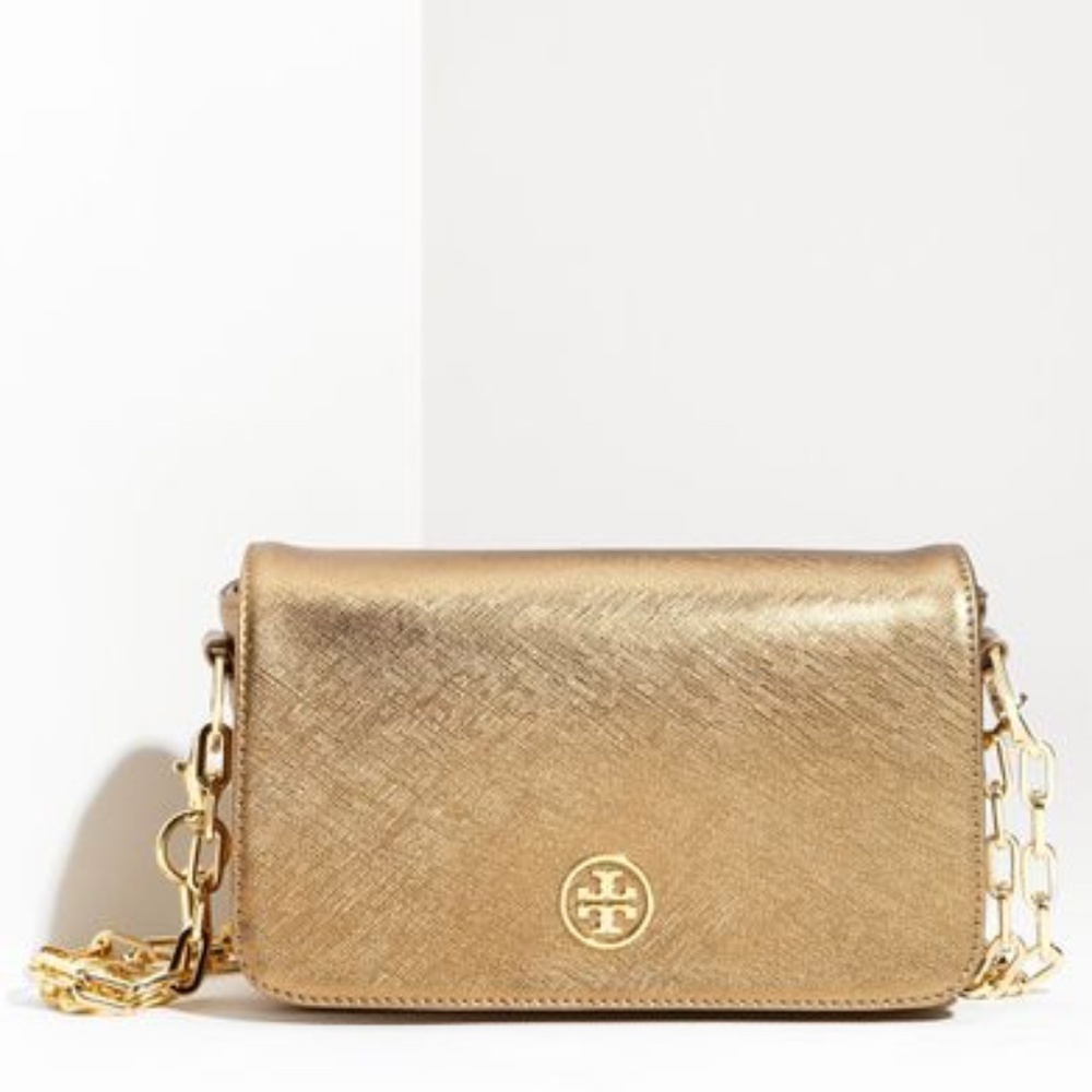 Tory Burch Robinson Gold Metallic Chain Mini Bag